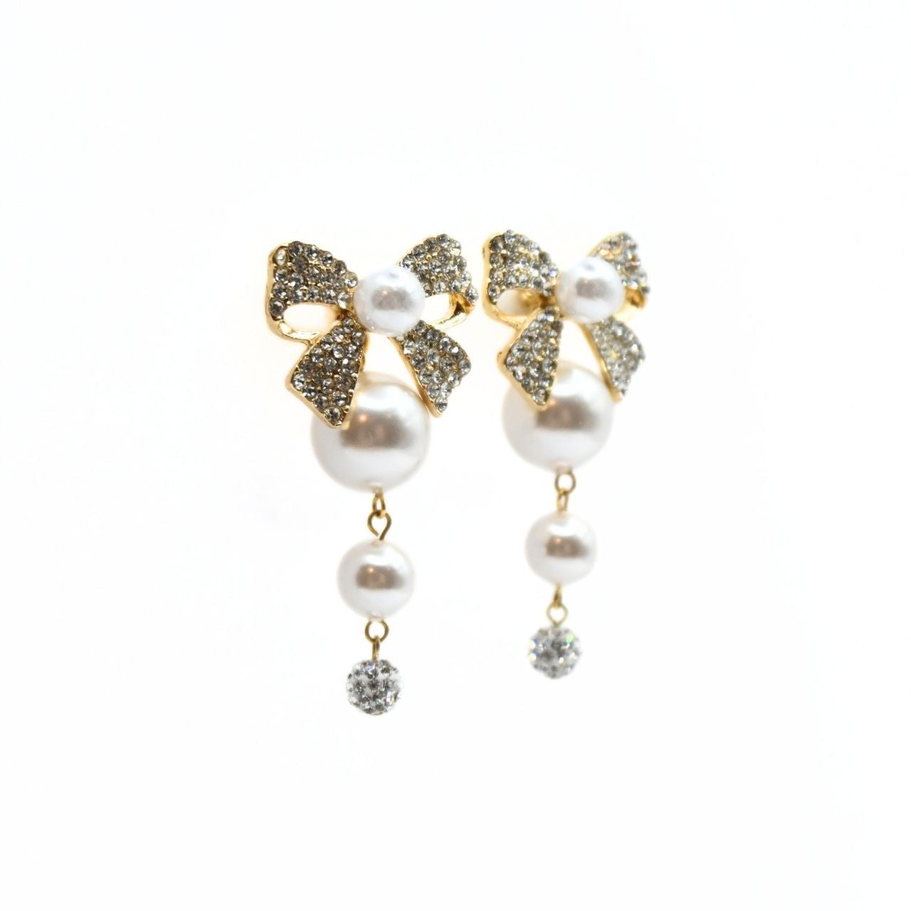 2wayバタフライ×2連パールパヴェボールピアス