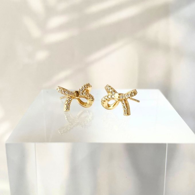 【2way】リボン 大粒パールピアス