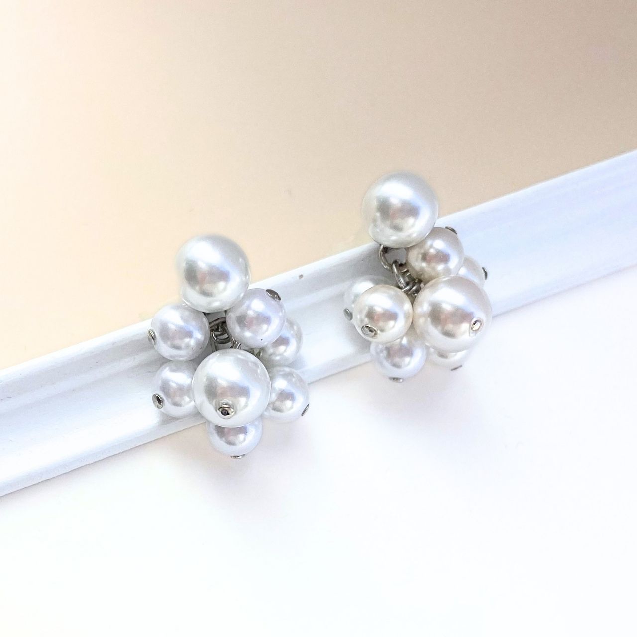 10mmパール×バブルパール2wayピアス　シルバー