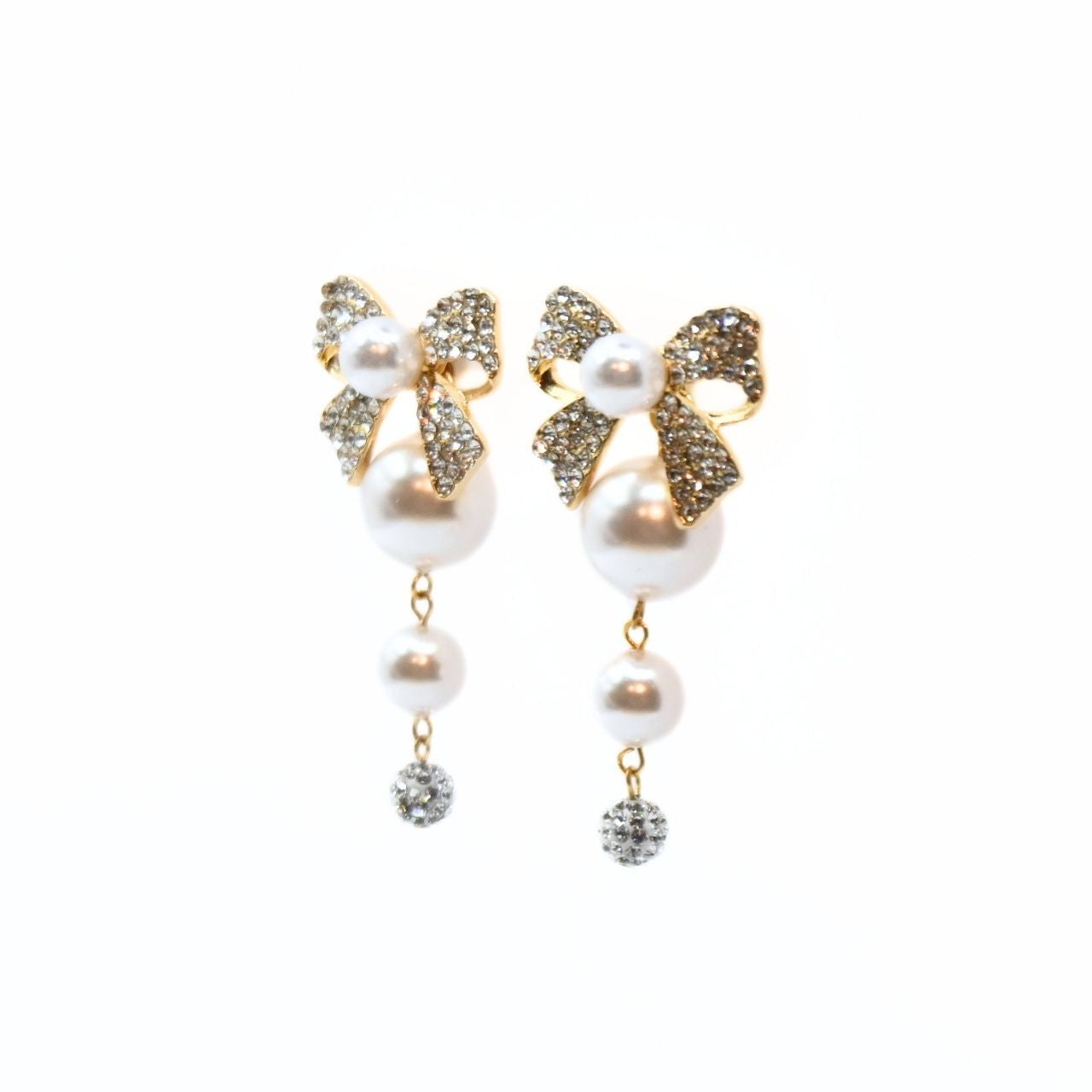 2wayバタフライ×2連パールパヴェボールピアス