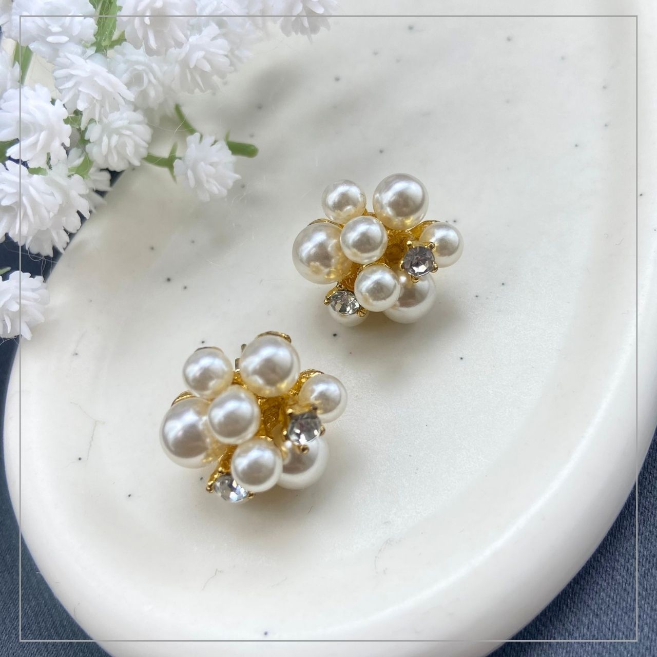 バブルパールブーケジルコニアピアス