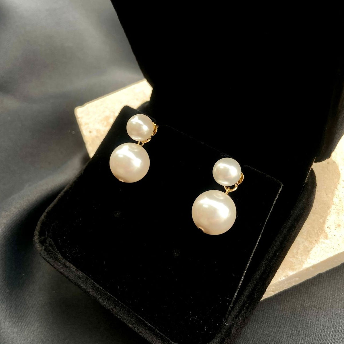 2way 2連パール12mm×6mmピアス
