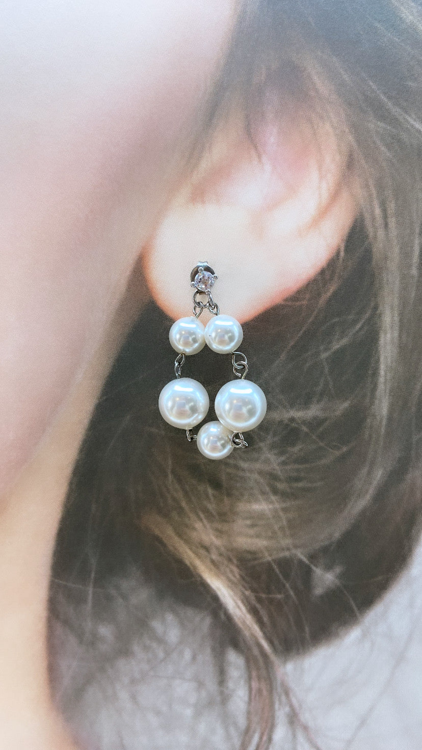 6mm×8mmパールジルコニアリングピアス#17