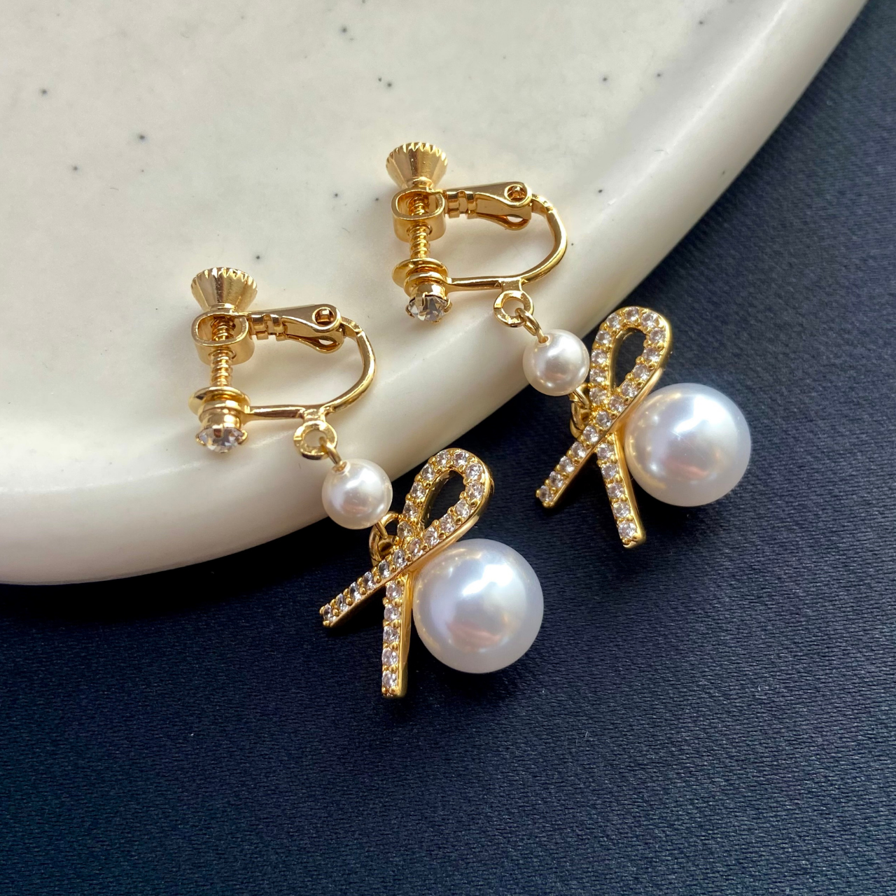 2連パールノットイヤリング