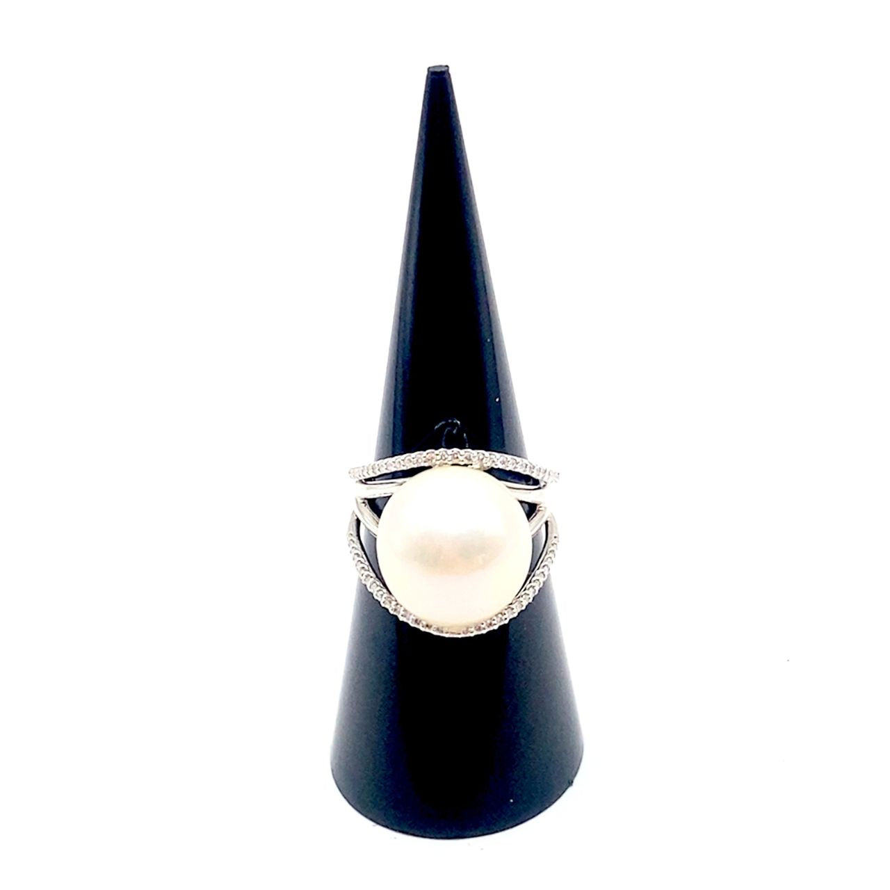 【プラチナリング】Pt900 一粒ダイヤ0.31ct パールリング