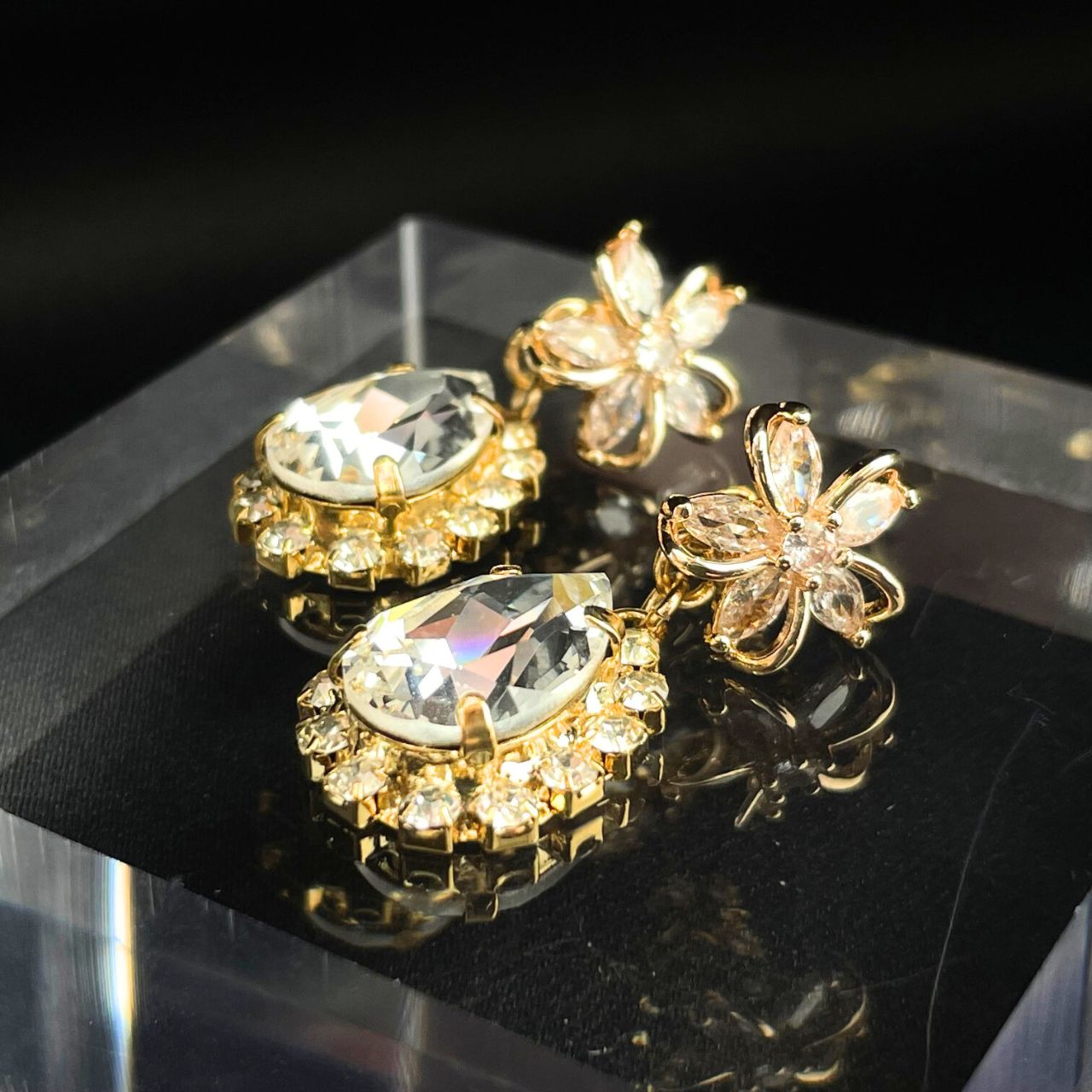 さくら×クリスタルビジューピアス　A24
