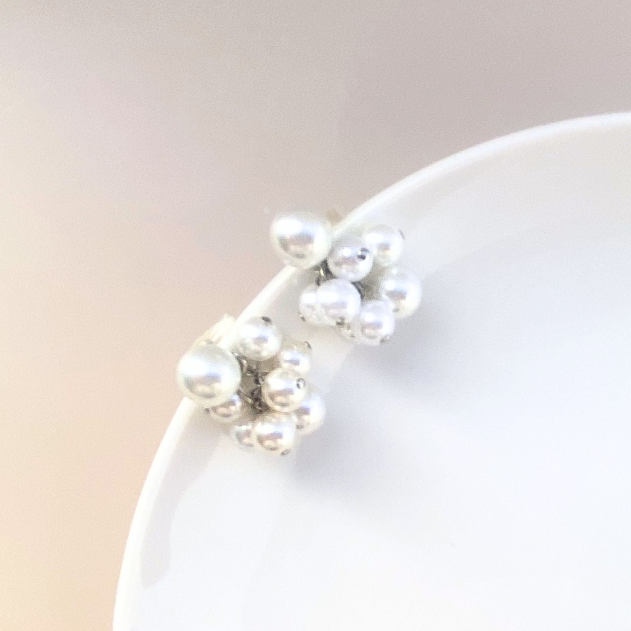 10mmパール×バブルパール2wayピアス　シルバー
