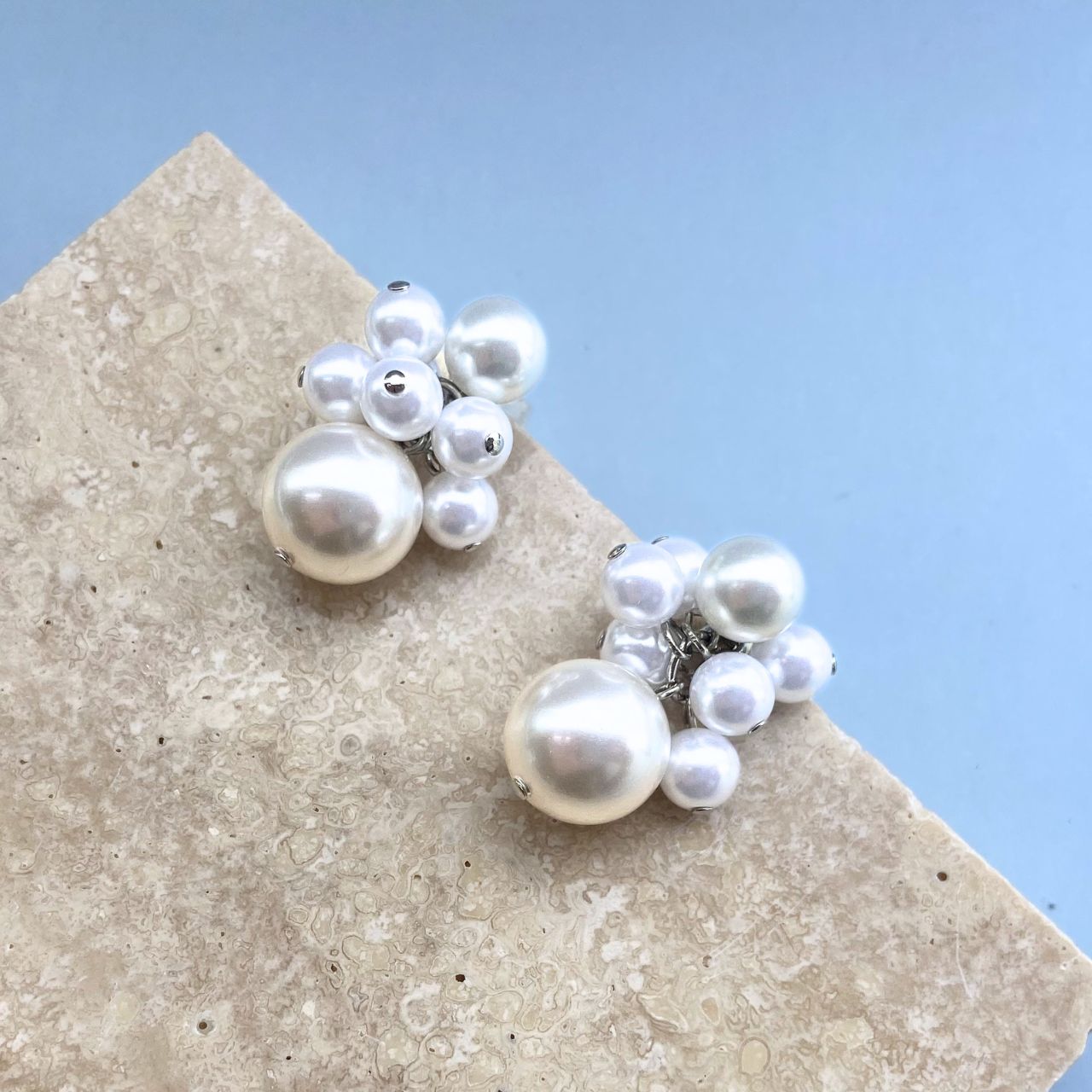 12mmパール×バブルパール2wayピアス　シルバー