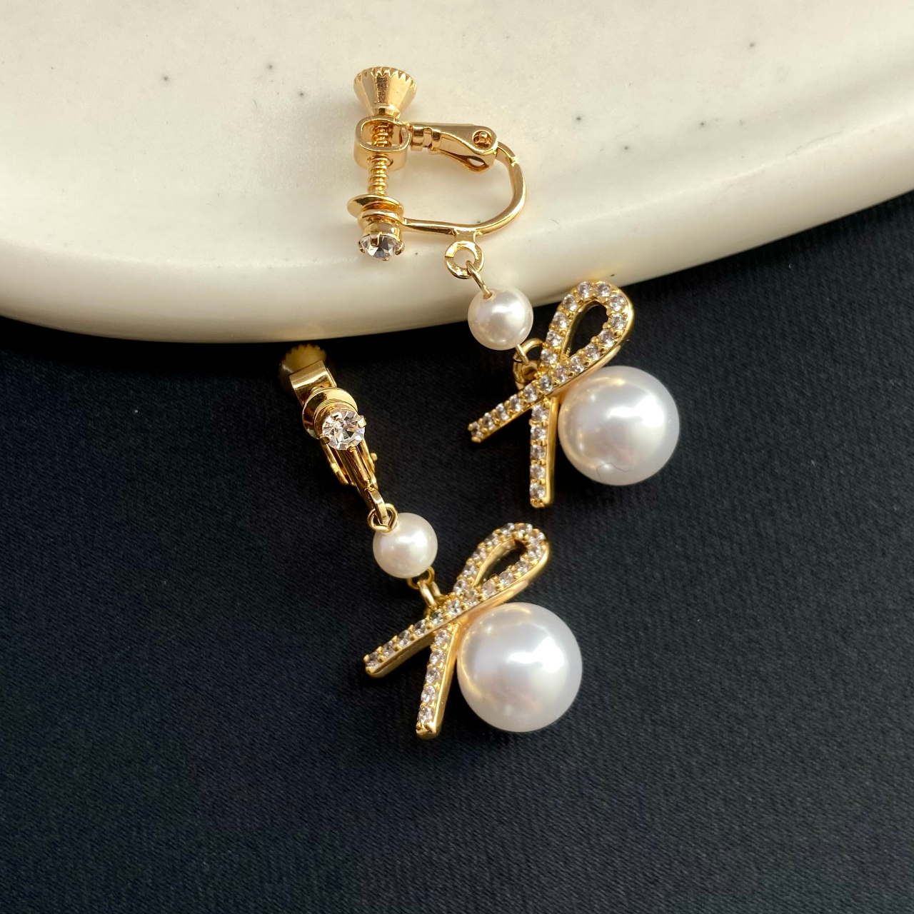 2連パールノットイヤリング