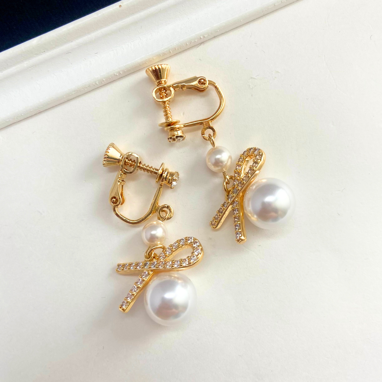 2連パールノットイヤリング