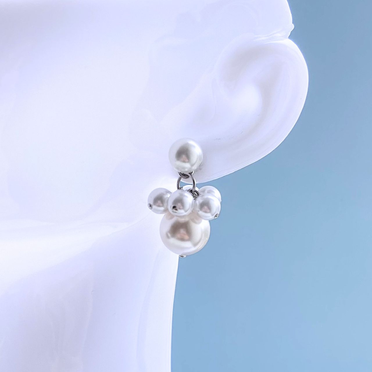 12mmパール×バブルパール2wayピアス　シルバー