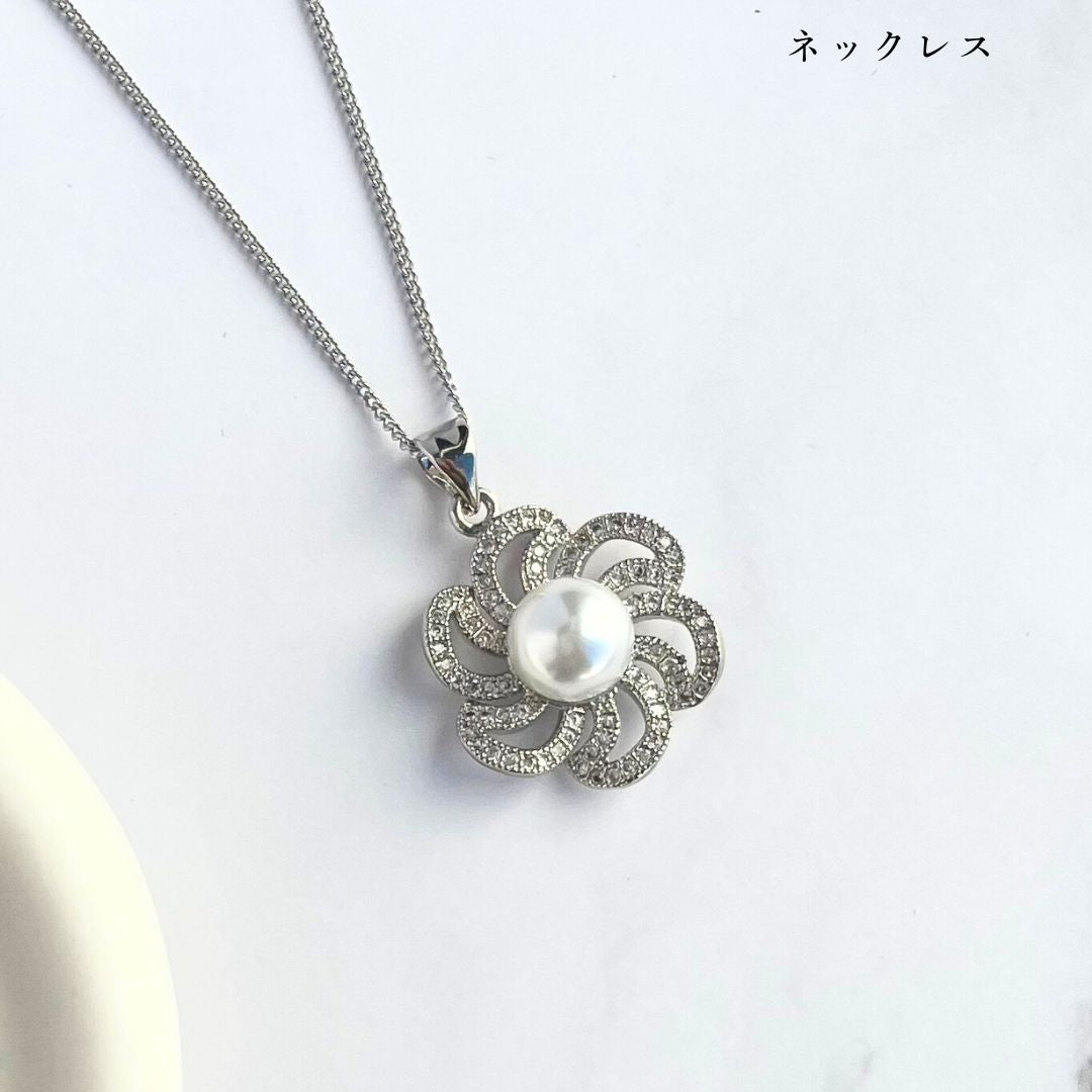 【ピアス&ネックレスセット】4wayフラワーピアス&フラワーネックレス