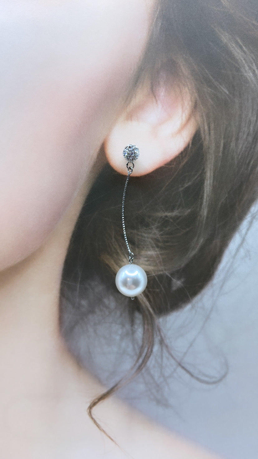 라인 스톤 볼 × 12mm 진주 백 캐치 피어싱 # 69