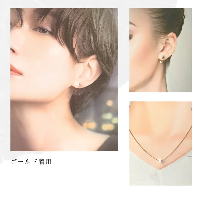 【セット】2wayパールピアス&ネックレス セット（6mm or 8mm） ゴールド/シルバー