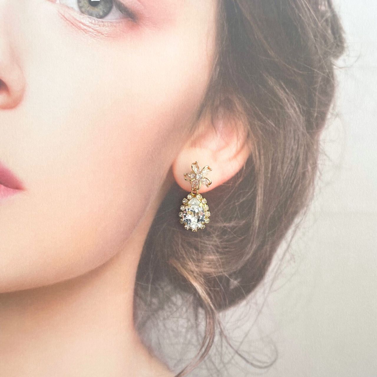 さくら×クリスタルビジューピアス　A24