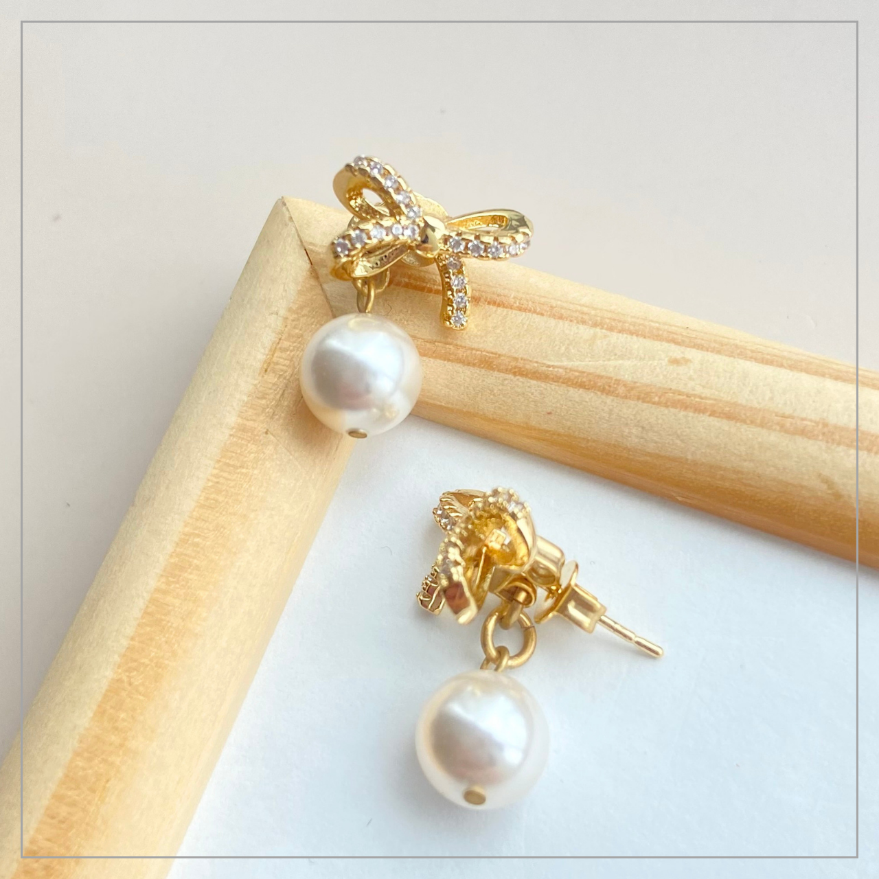 2wayリボンバックキャッチピアス