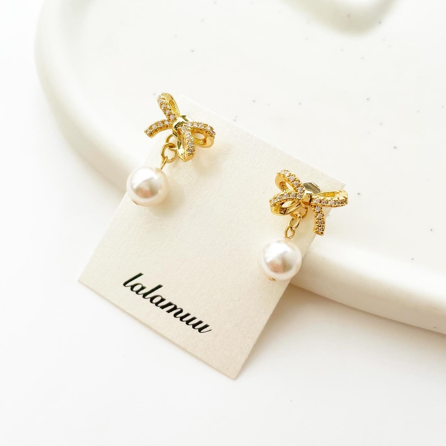 2wayリボンバックキャッチピアス　A1415