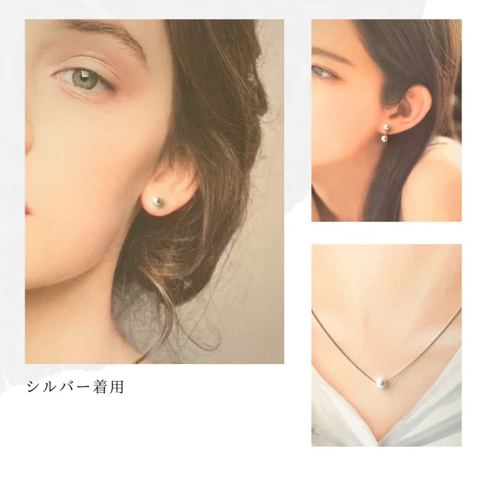 【セット】2wayパールピアス&ネックレス セット（6mm or 8mm） ゴールド/シルバー