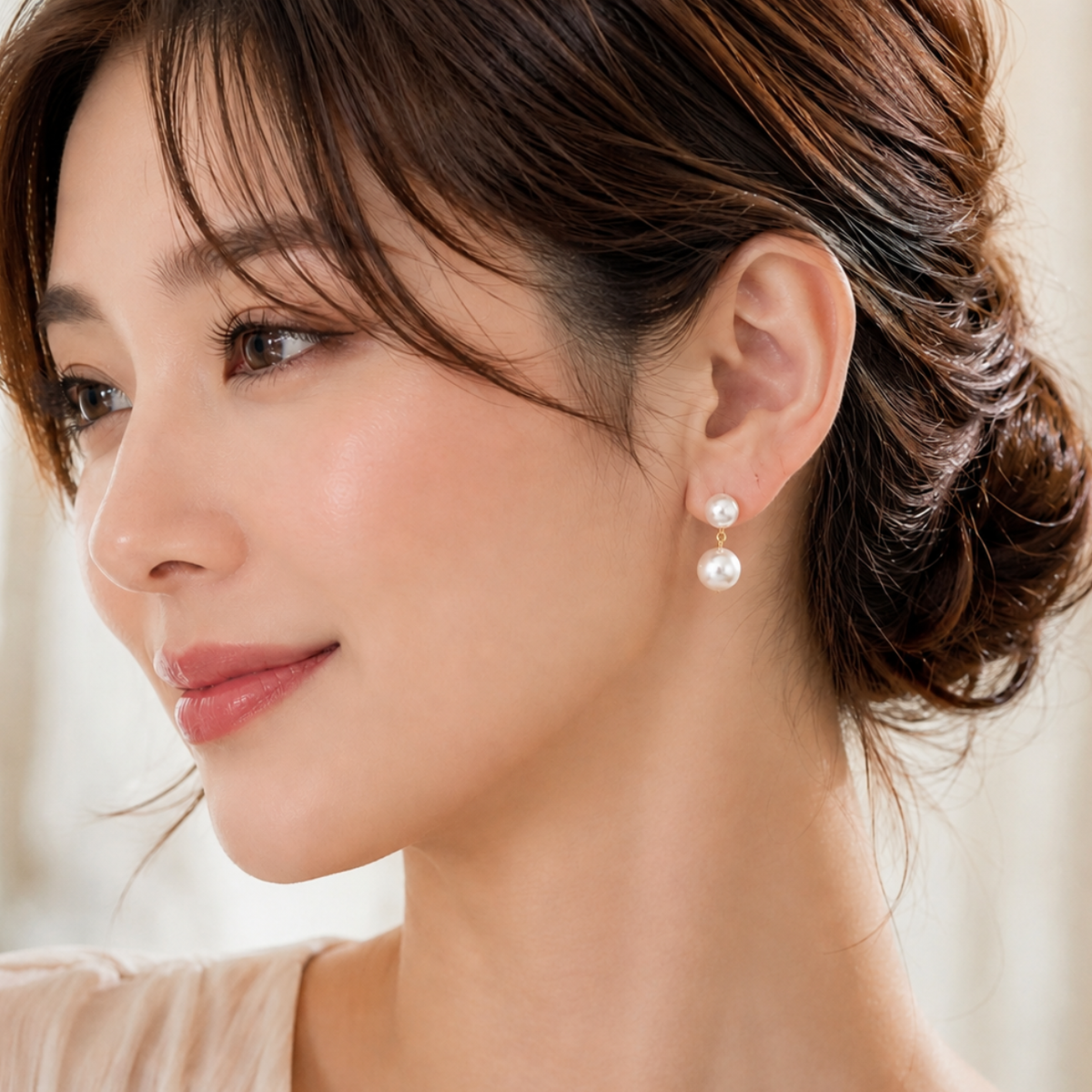 2way 2連パール10mm×6mmピアス