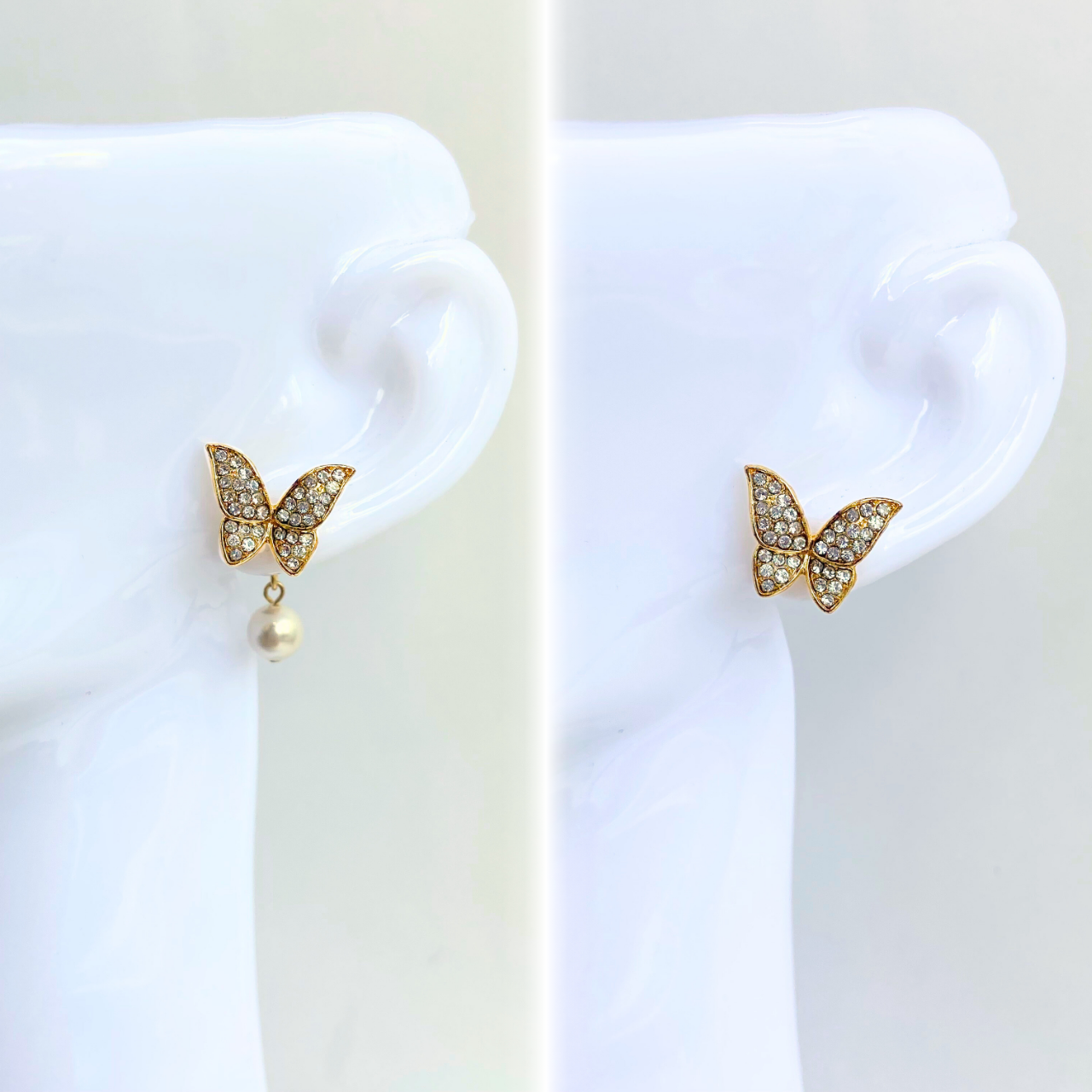 【2way】バタフライ パールピアス