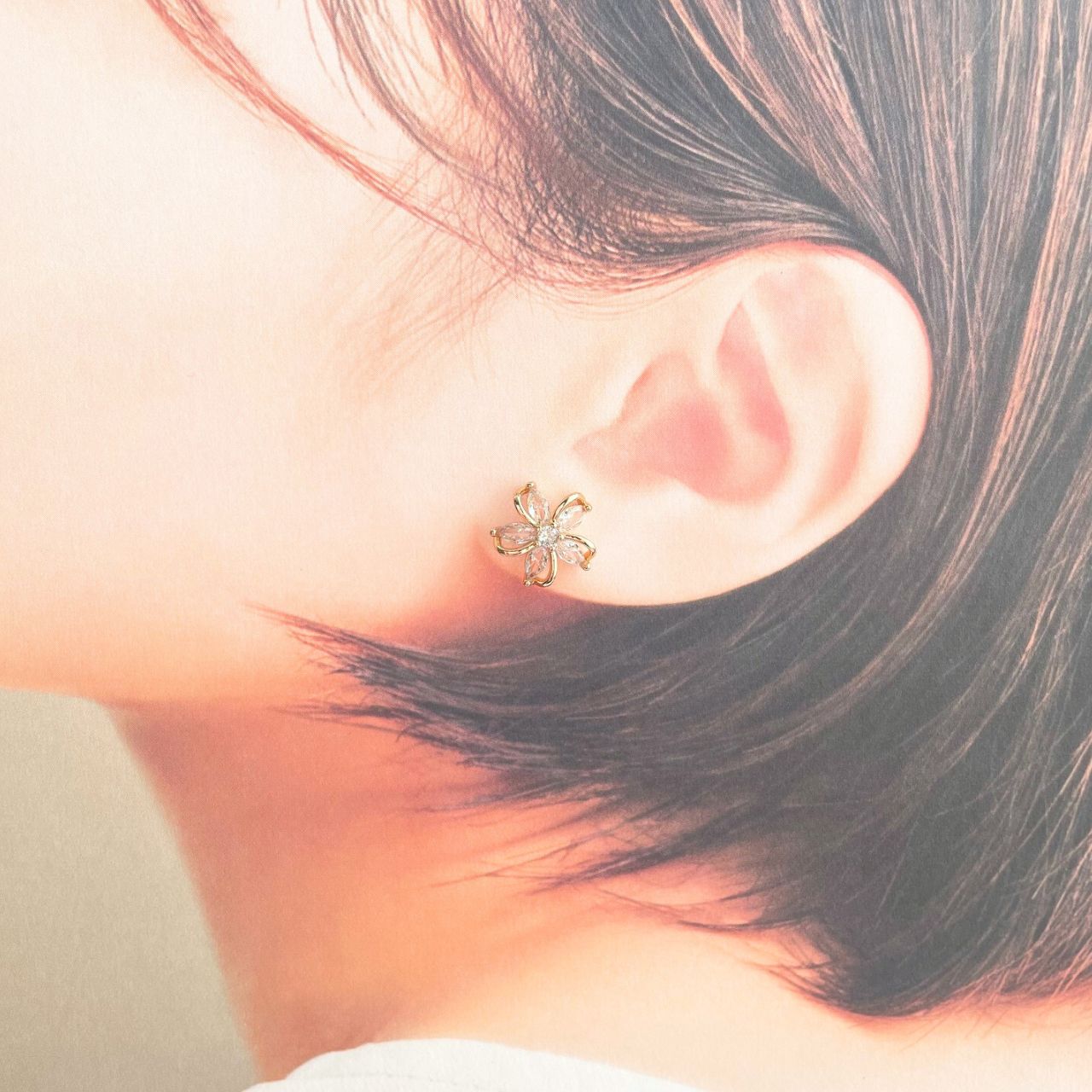 さくら×クリスタルビジューピアス　A24