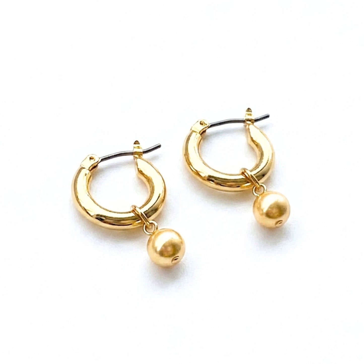 ワンタッチフープ×ゴールドパール(6mm)ピアス　