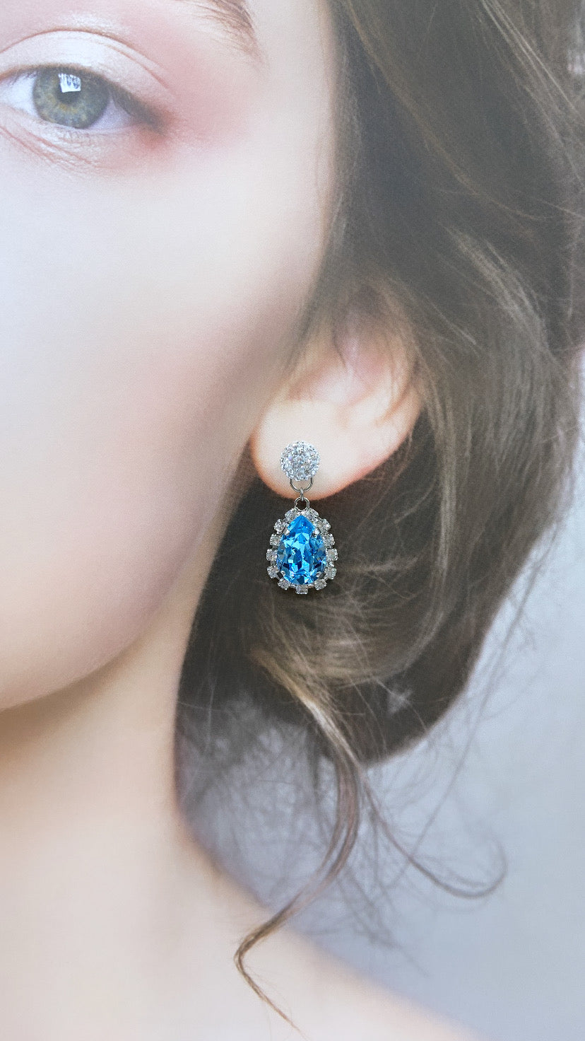 アクアマリンビジューバックキャッチピアス#641