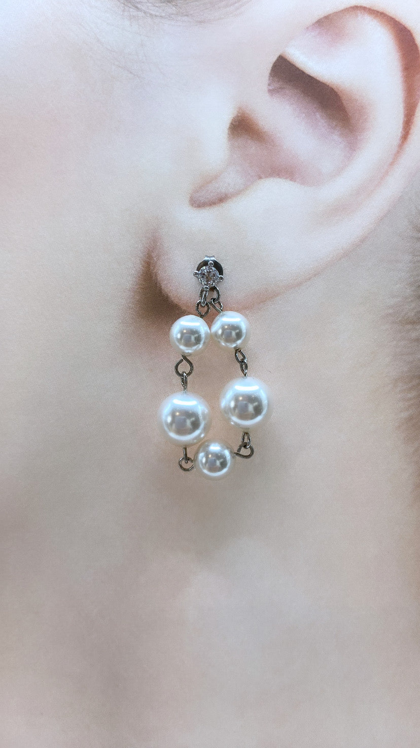 6mm×8mmパールジルコニアリングピアス#17