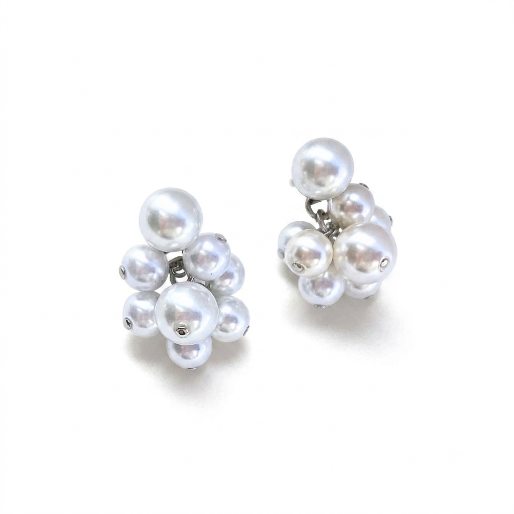 10mmパール×バブルパール2wayピアス　シルバー