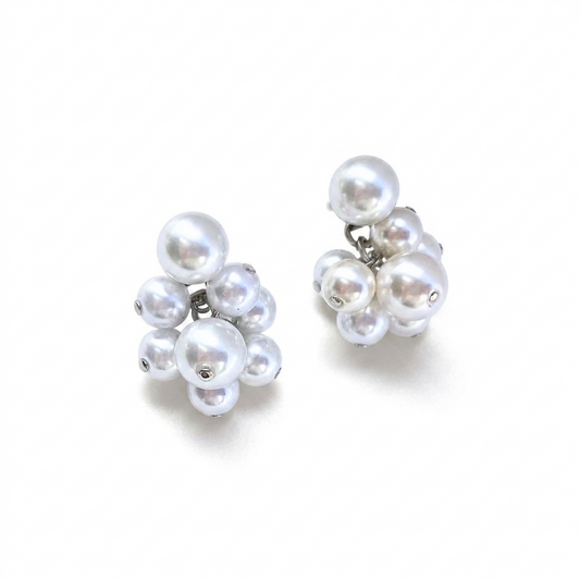 10mmパール×バブルパール2wayピアス　シルバー