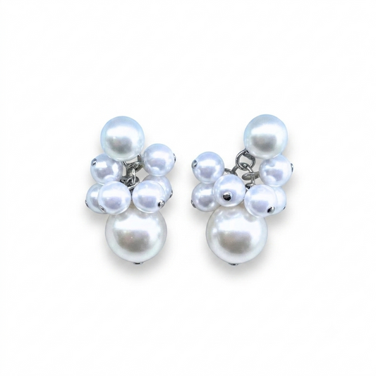 12mmパール×バブルパール2wayピアス　シルバー