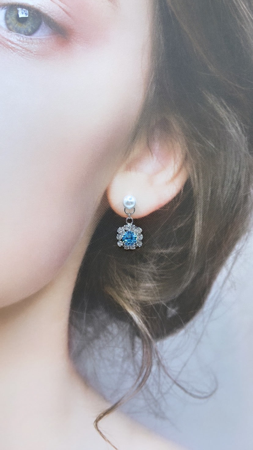 アクアマリンバックキャッチピアス#613