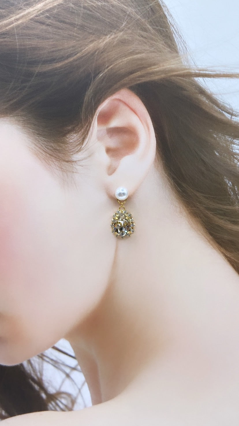 クリスタルビジューバックキャッチゴールドピアス#841