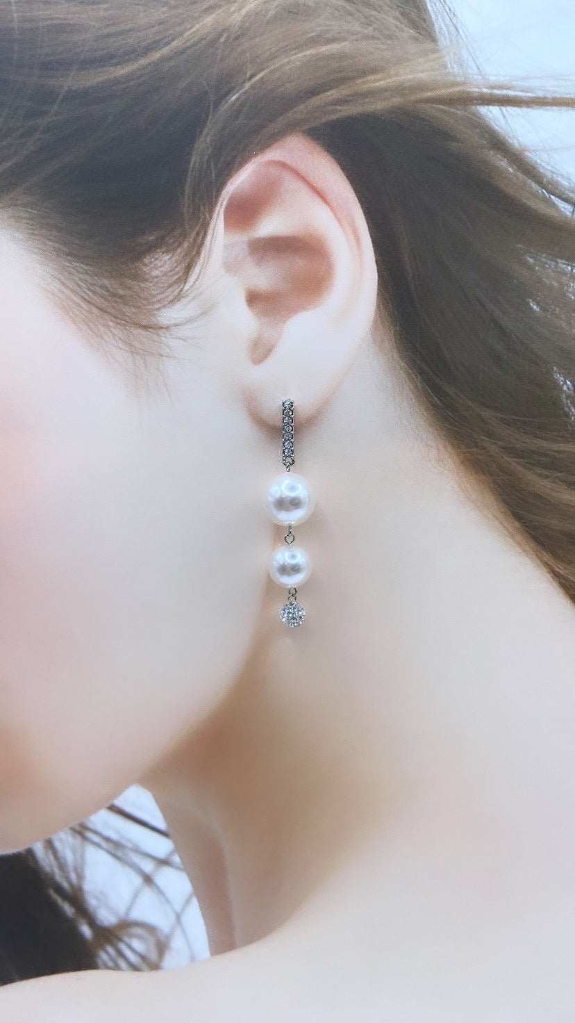 2 연속 진주 라인 스톤 피어싱 (12mm, 10mm) # 118