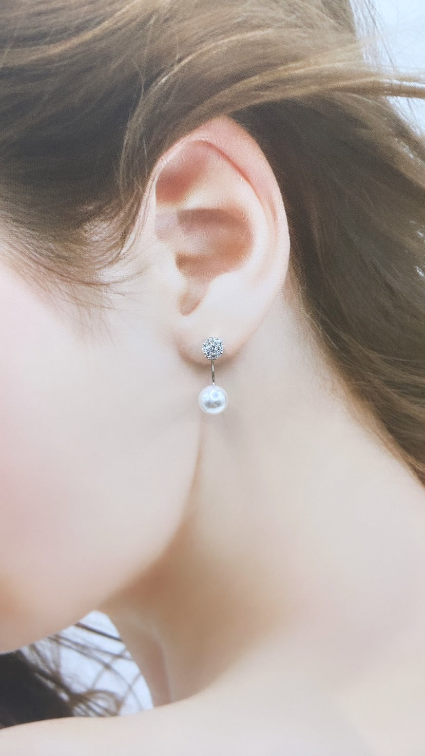 6mm 라인석 × 8mm 진주 백 캐치 피어싱 # 61