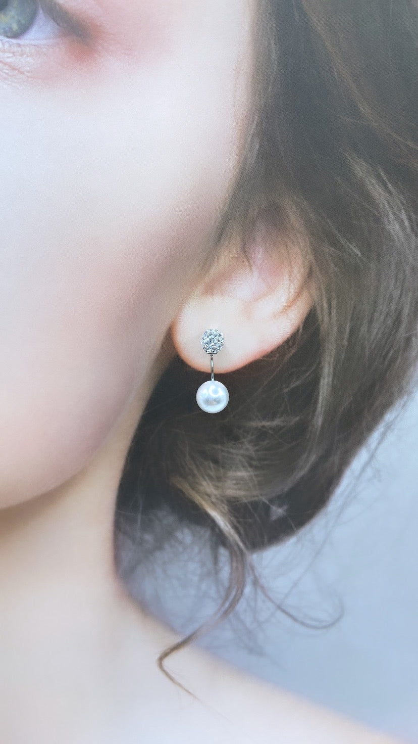 6mm 라인석 × 8mm 진주 백 캐치 피어싱 # 61