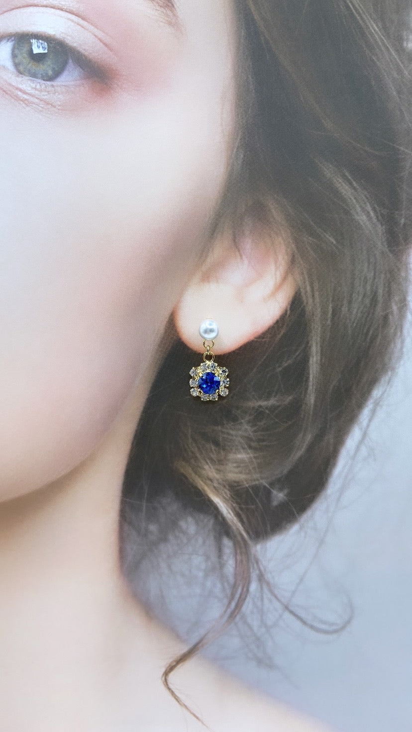 サファイヤバックキャッチゴールドピアス#844