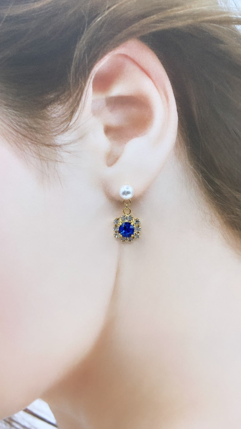 サファイヤバックキャッチゴールドピアス#844