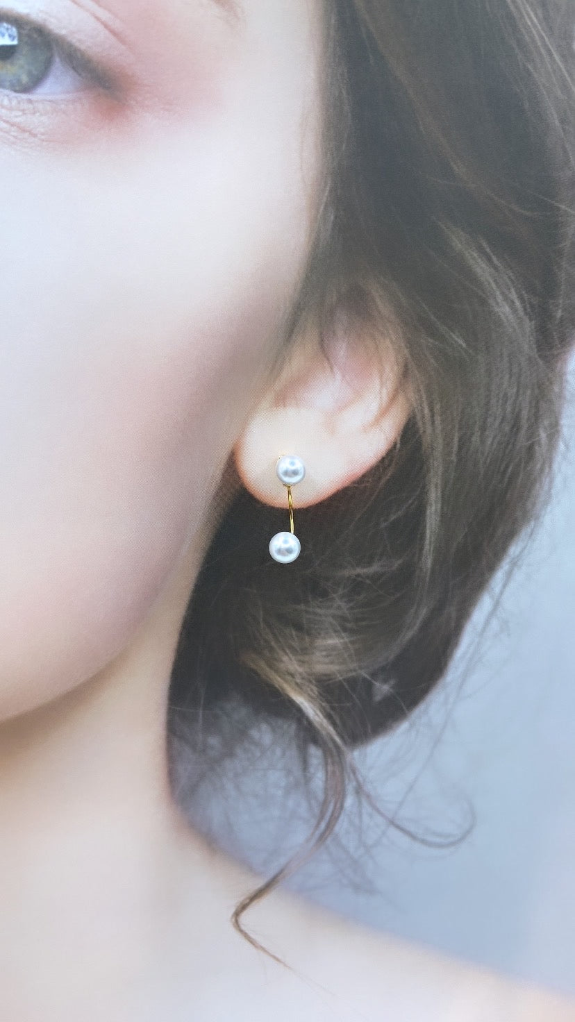 6mmパールバックキャッチゴールドピアス#847