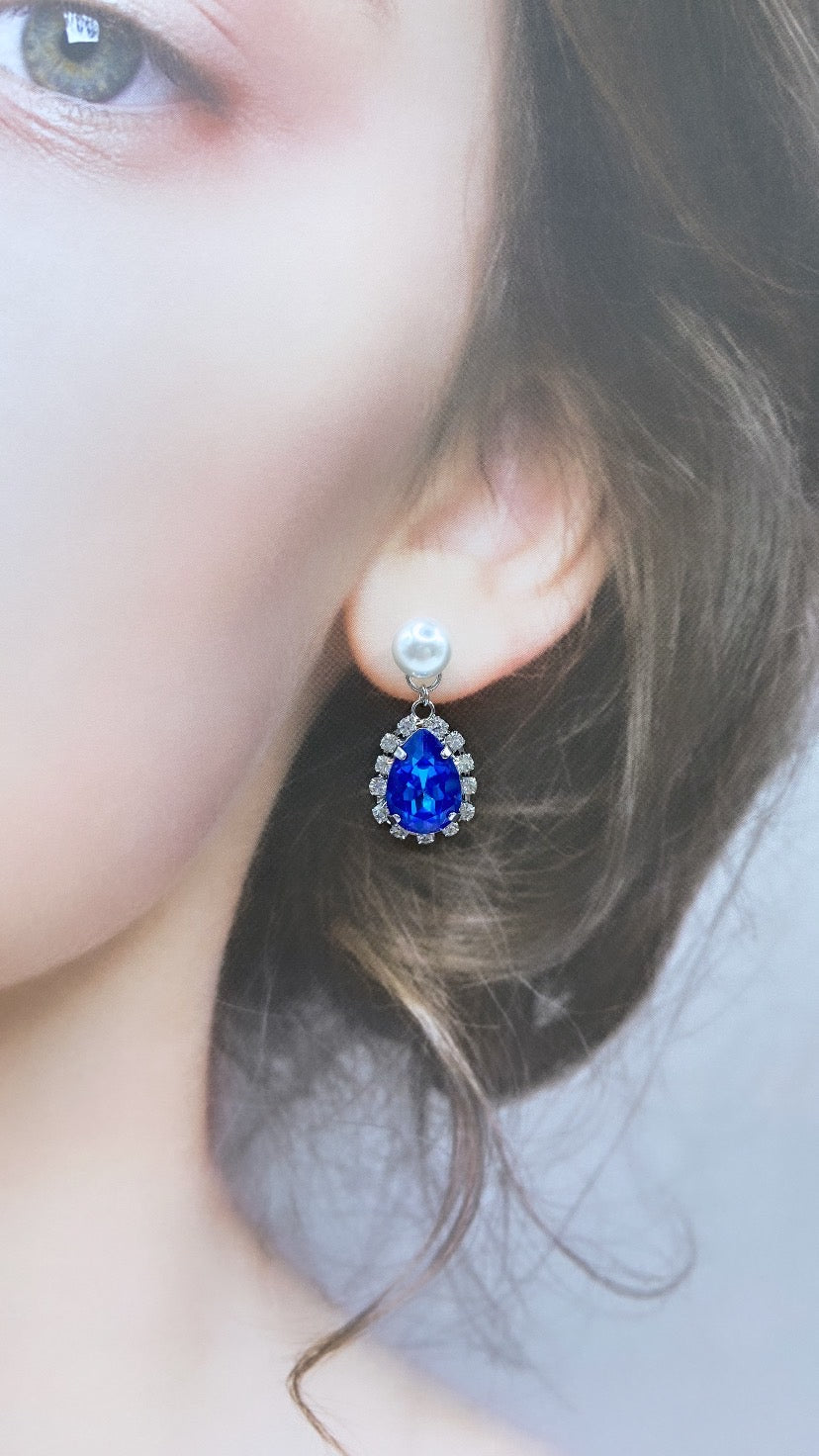 サファイヤビジューバックキャッチピアス#627