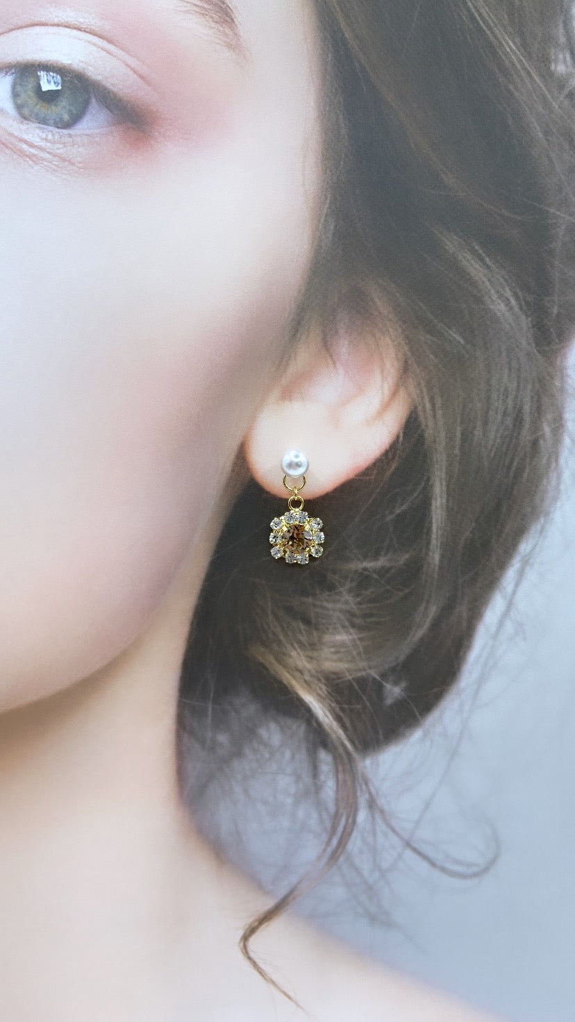 シトリンバックキャッチゴールドピアス#852