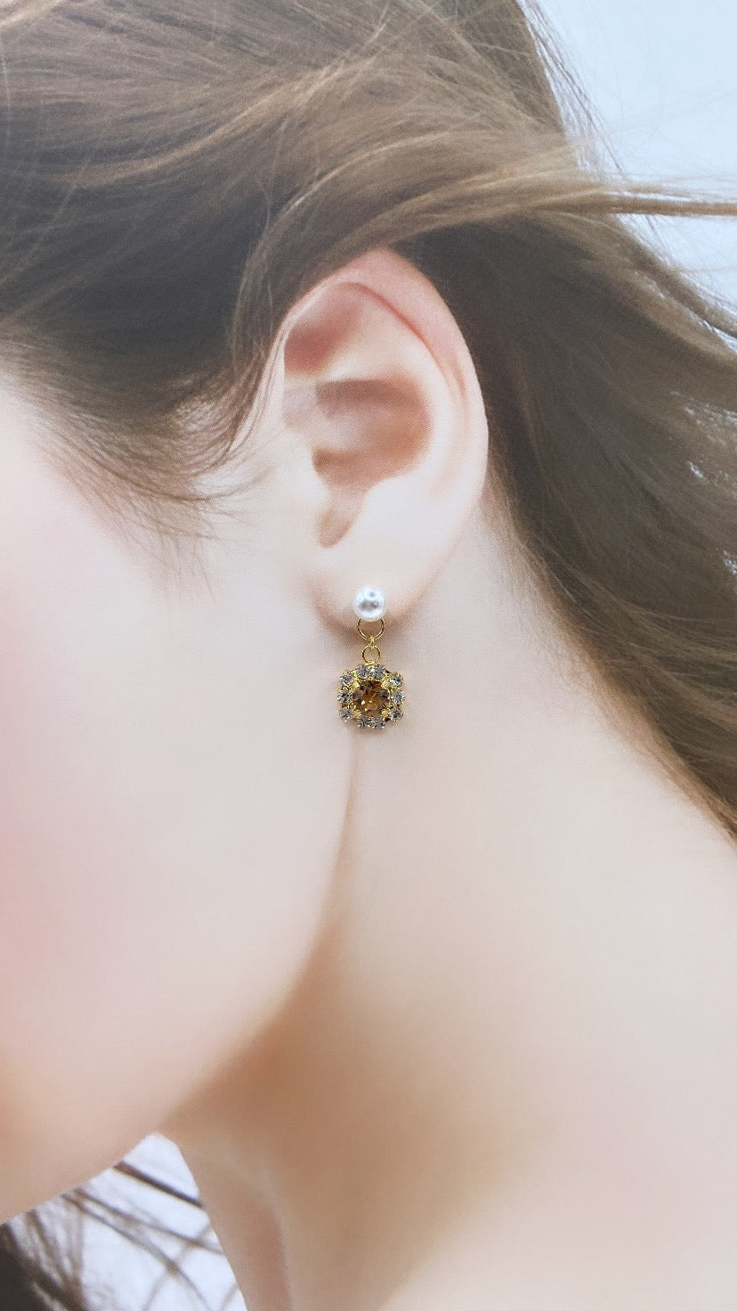 シトリンバックキャッチゴールドピアス#852