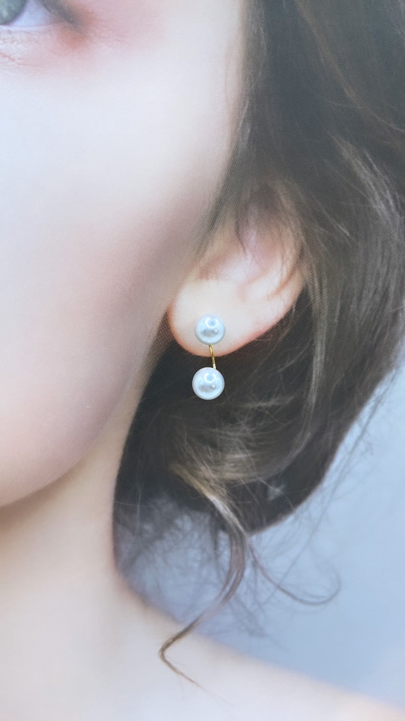 8mmパールバックキャッチゴールドピアス#855