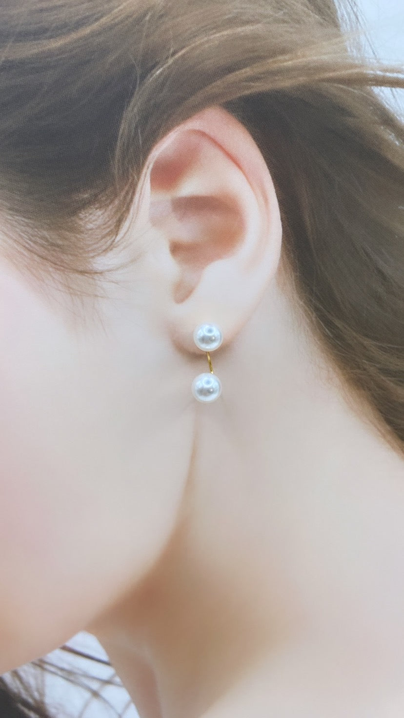 8mmパールバックキャッチゴールドピアス#855