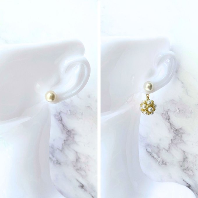 2wayパールレースピアス　A102